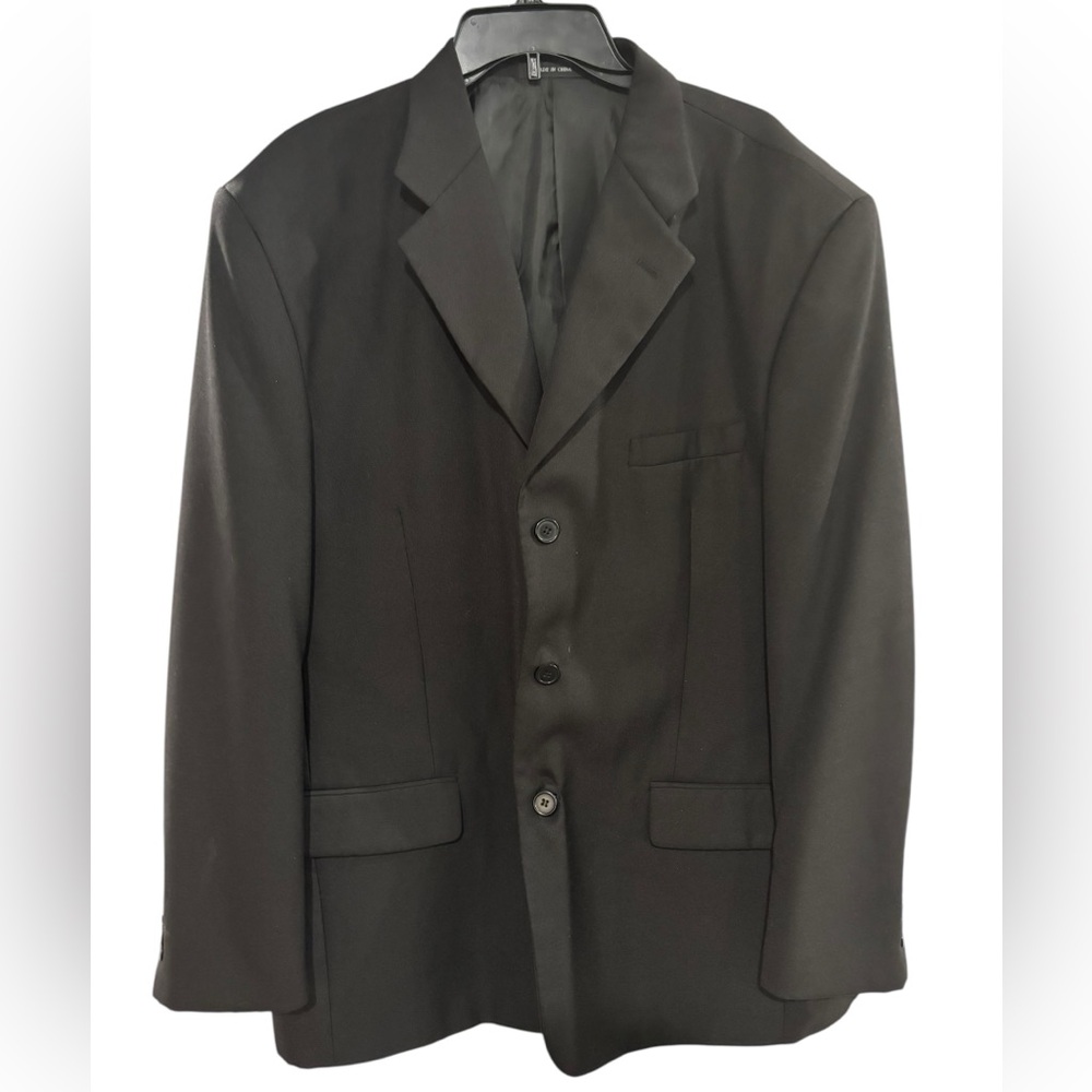 Eddie Domani Men’s Classic Black Men's Suit Jacket Blazer-46L